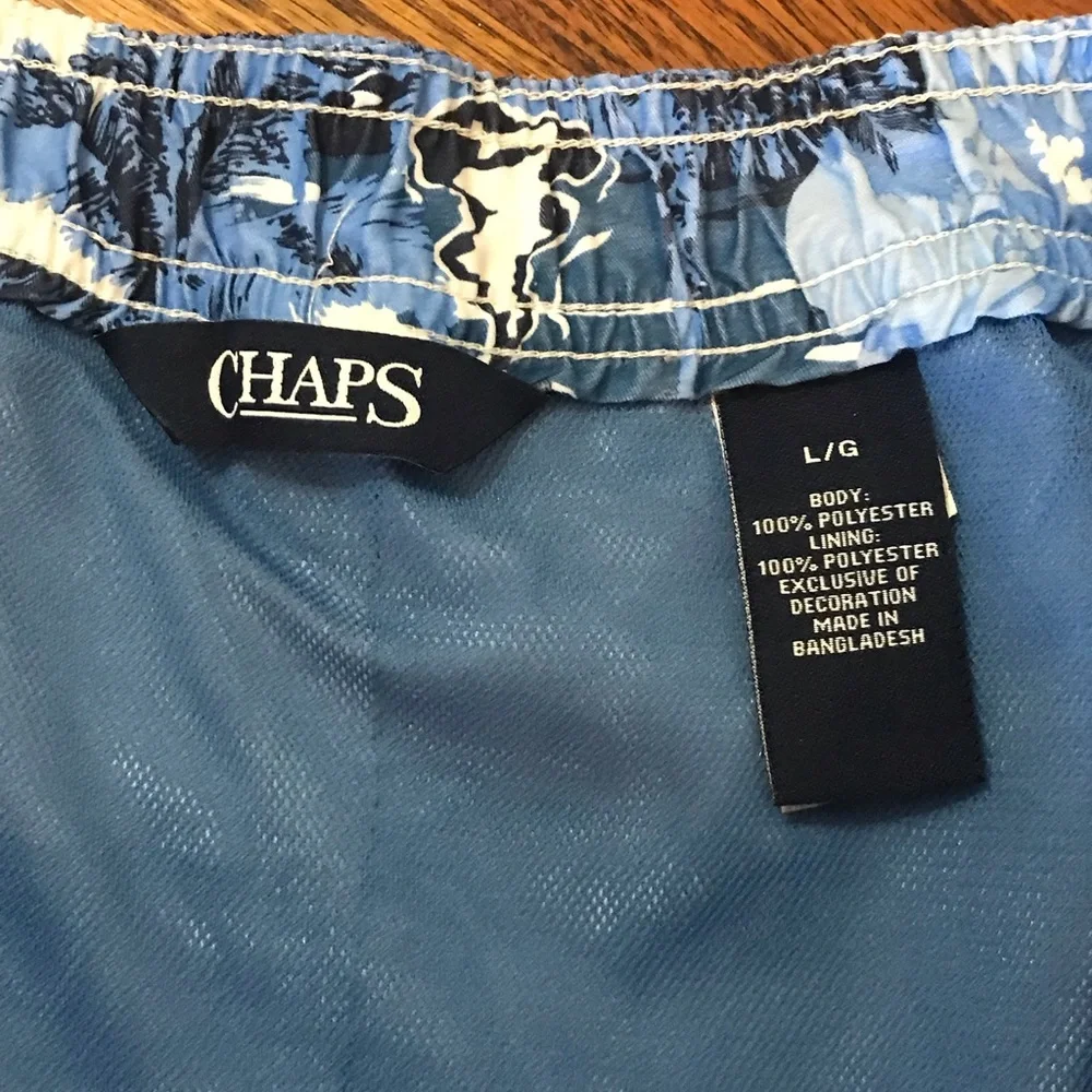 Chaps Swim Trunks Swimming Shorts Flower Floral Beach Large Velcro Tie Pockets